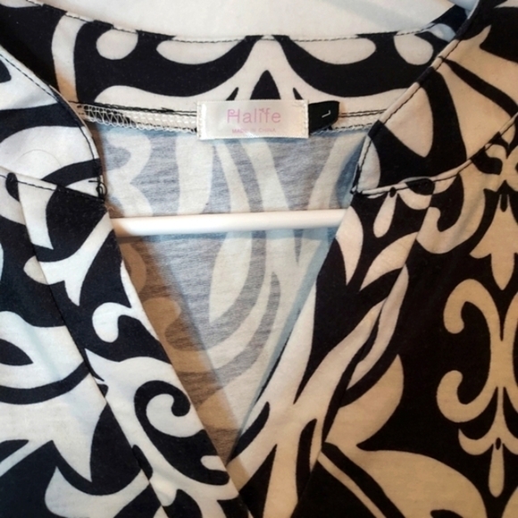 Halife black sleeveless summer white top blouse tunic sz L - Picture 4 of 8